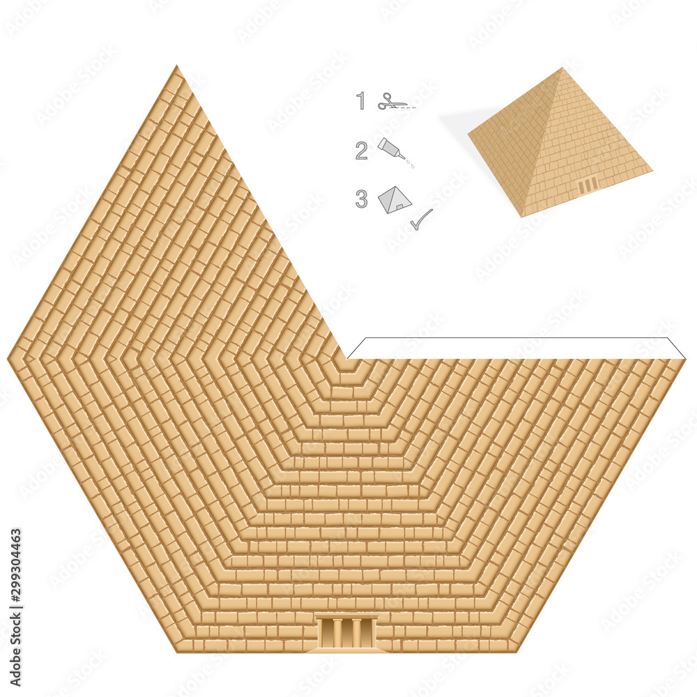 Pyramid paper model. Easy template historical, egyptian 3D paper art Pyramid paper model. Easy template historical, egyptian 3D paper art
