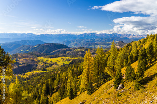 Dolomites beautiful panorama in the place of Roda di Vael Italy