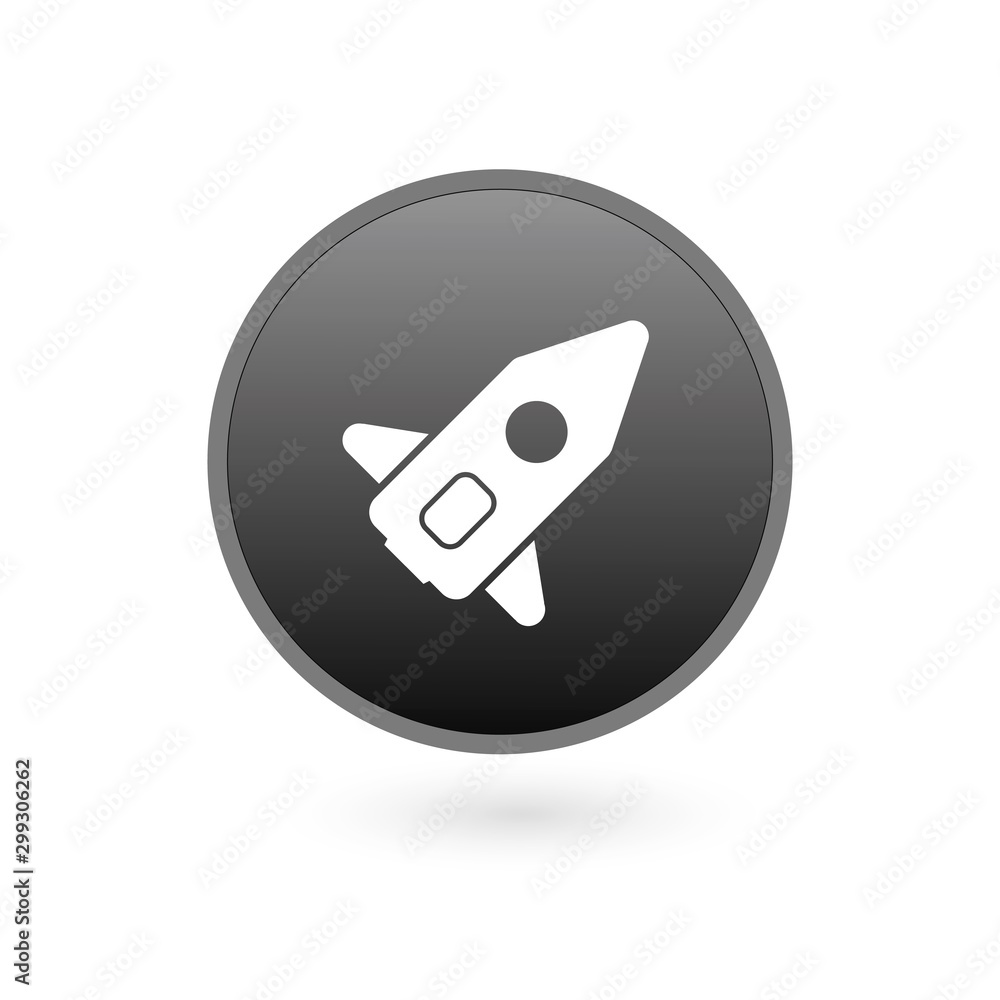 Rocket icon flat. Illustration isolated on white background. Vector grey sign symbol Rocket icon flat. Illustration isolated on white background. Vector grey sign symbol