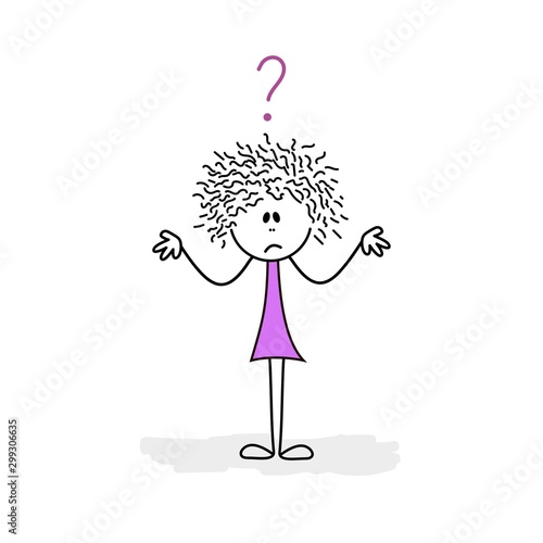 Stick woman with question mark. Concept image for several business ideas