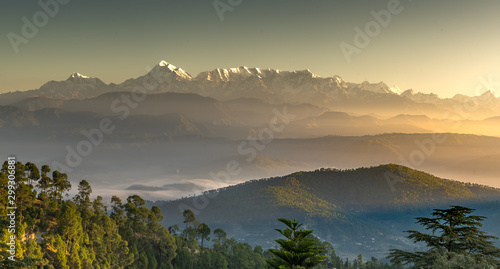 Himalayan range during sunrise in different colours