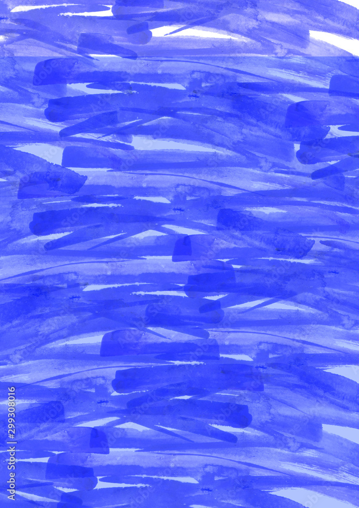 Obraz premium Watercolor blue background, blot, blob, splash of blue paint on white background. Watercolor blue sky, spot, abstraction. Abstract art illustration, scenic background. The color splashing