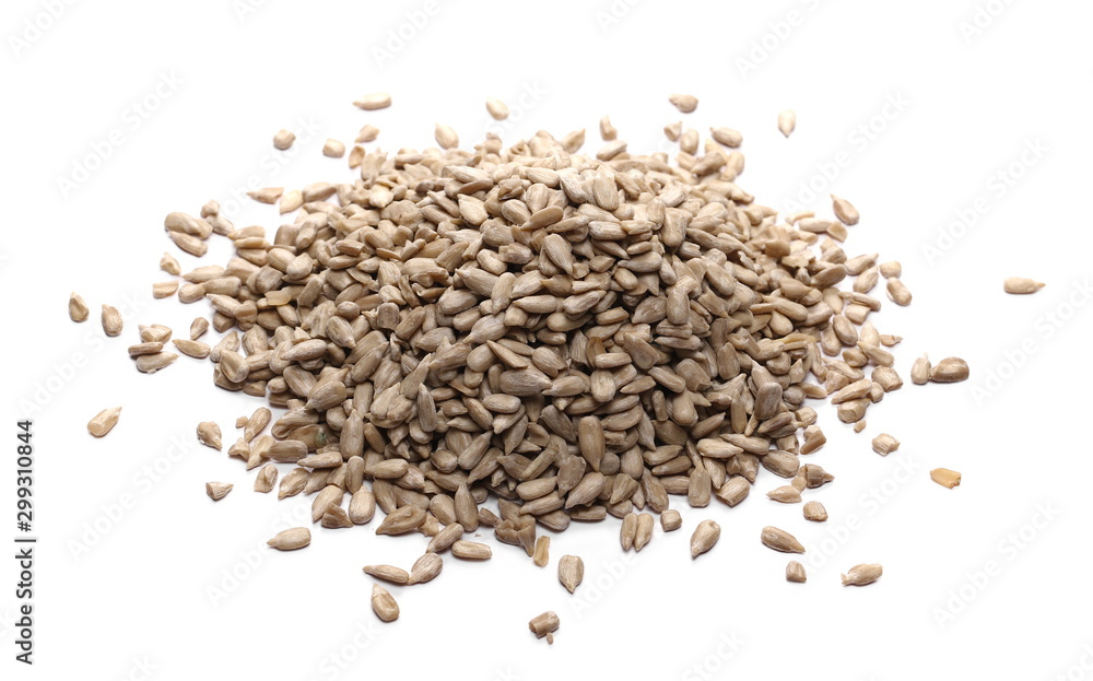 Peeled sunflower seeds isolated on white background Peeled sunflower seeds isolated on white background