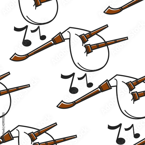 Gaida Bulgarian musical instrument seamless pattern bagpipe photo