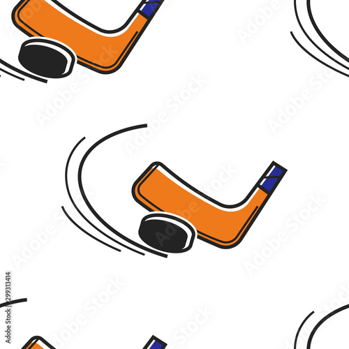 Canadian hokey sport seamless pattern puck and putter