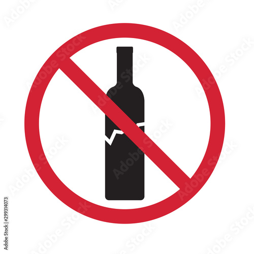 no glass allowed, broken wine bottle icon- vector illustration