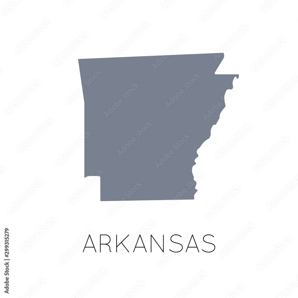 High detailed vector map - United States of America. Map with state boundaries. Arkansas vector map silhouette