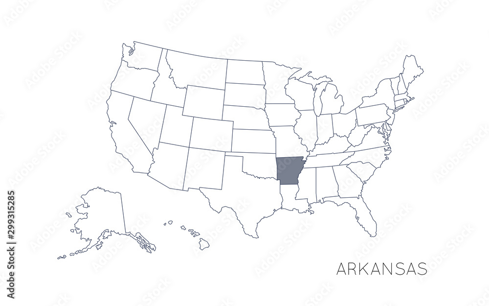 High detailed vector map - United States of America. Map with state ...