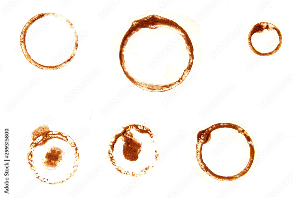 Stains from a glass with coffee on a white background Stains from a glass with coffee on a white background