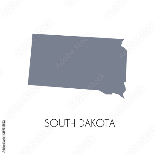 High detailed vector map - United States of America. Map with state boundaries. South Dakota vector map silhouette