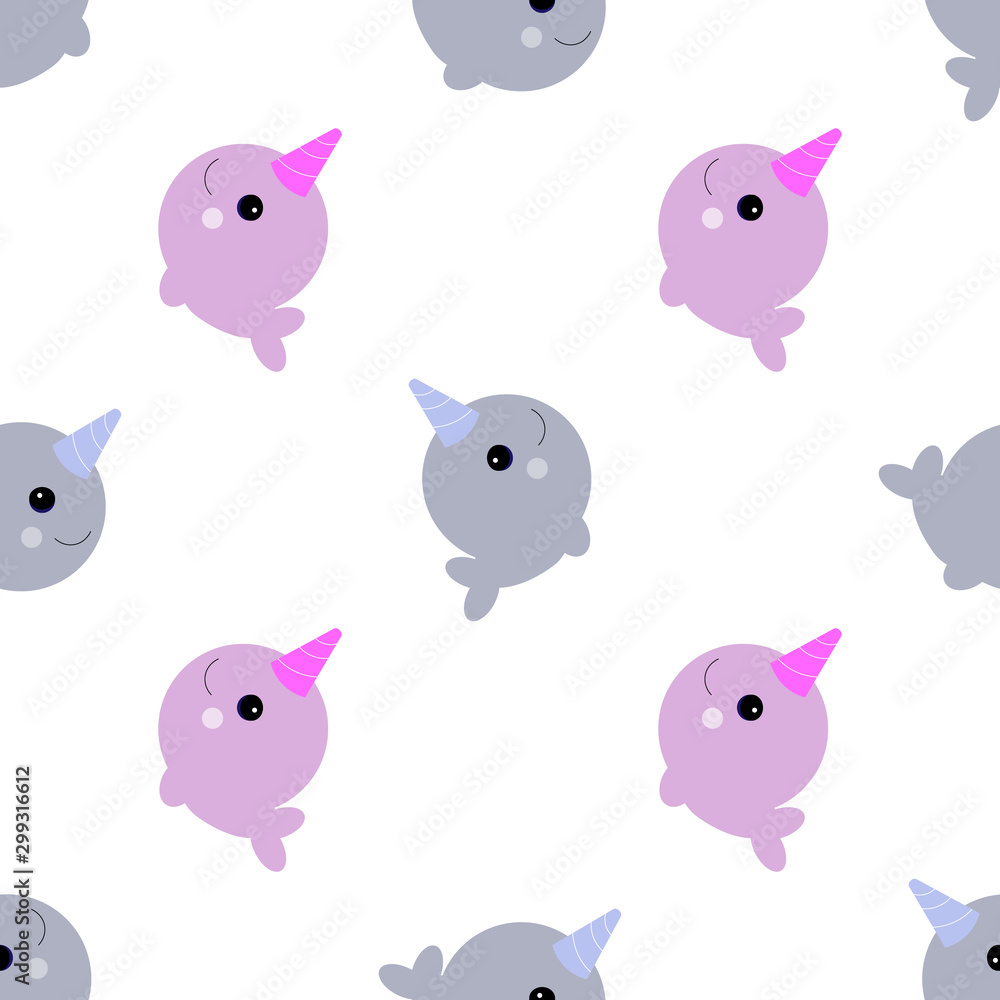 baby pair of narwhals seamless pattern baby pair of narwhals seamless pattern