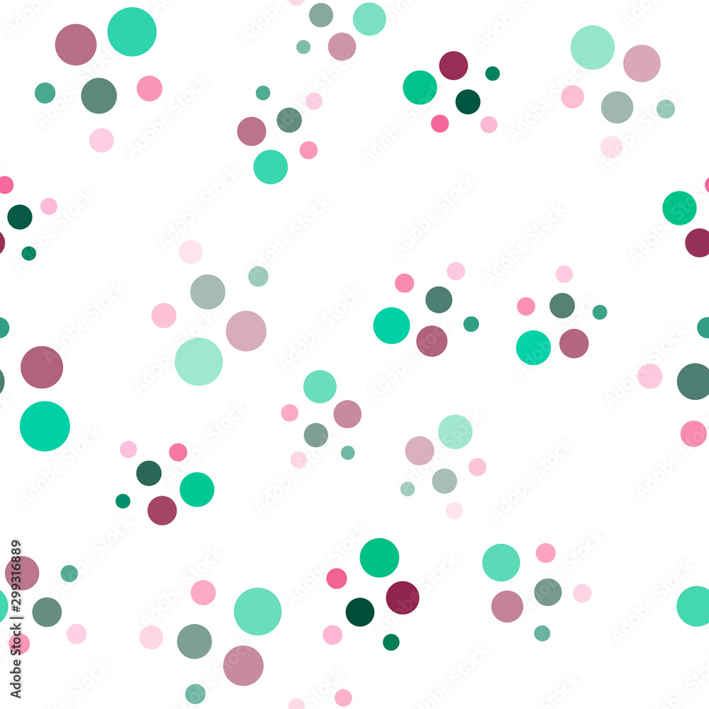 Geometric vector pattern of pink-green-blue circles