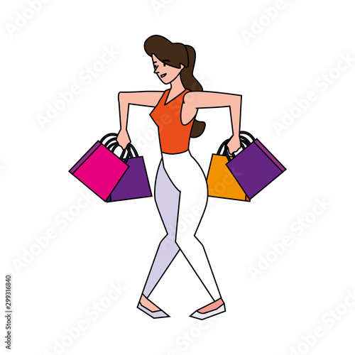 Isolated woman shopping vector design