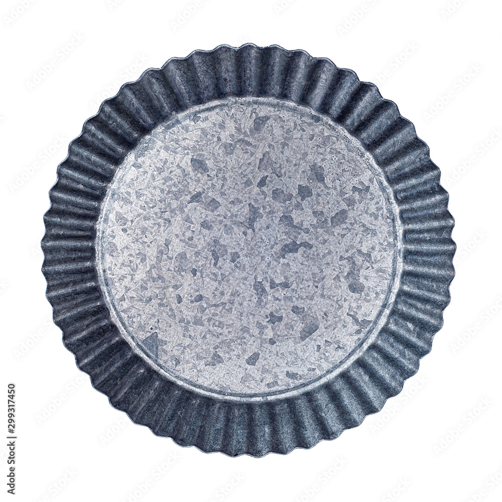 Spotted empty aluminum plate with a wavy edge isolated Spotted empty aluminum plate with a wavy edge isolated