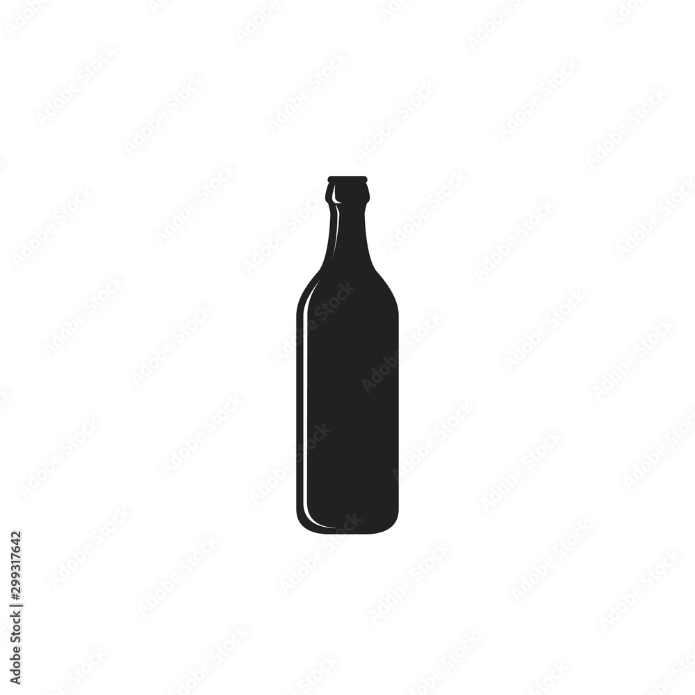Single flat beer bottle icon isolated on a white background. Single flat beer bottle icon isolated on a white background.