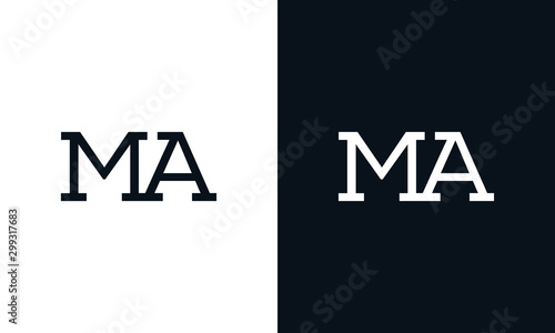 Minimalist line art letter MA logo. This logo icon incorporate with two letter in the creative way.