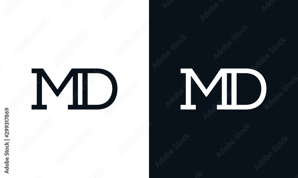Minimalist line art letter MD logo. This logo icon incorporate with two letter in the creative