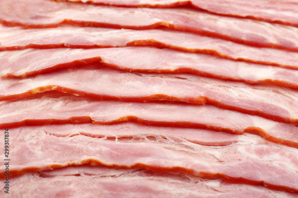 Slices of raw bacon as background, closeup Slices of raw bacon as background, closeup