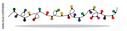 Colorful Christmas lights in flat style. Christmas spirit. Vector Illustration EPS 10.