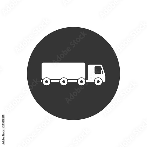 Truck trailer vector icon. Semi lorry wagon commercial transport logistic concept. Van delivery shape sign isolated
