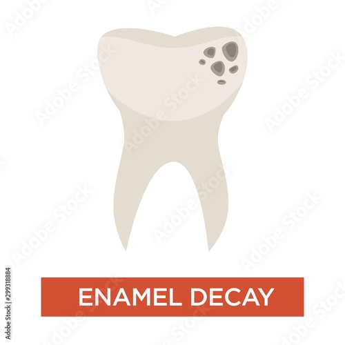 Enamel decay isolated icon toothache and damaged tooth disease