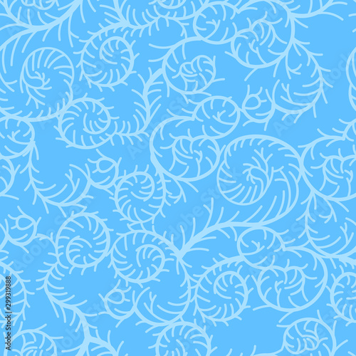 abstract beautiful winter frost seamless pattern on light blue background, editable vector illustration for christmas and new year decorations, paper, fabric, textile © YaniCorn