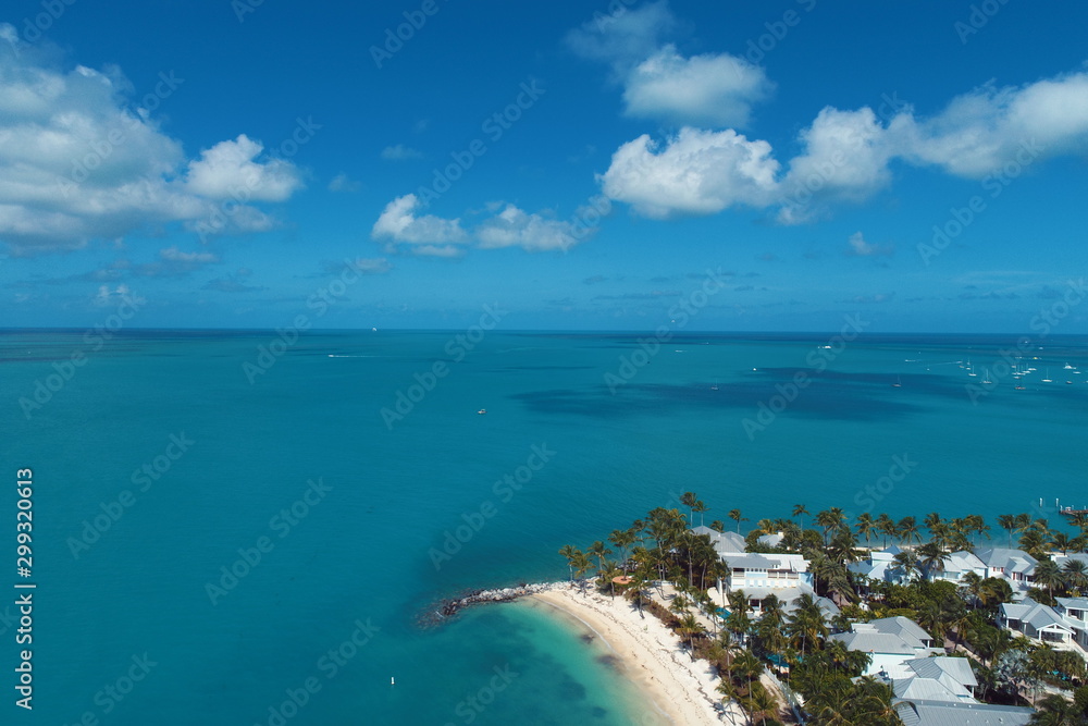 Aerial view of nearst Fort Zachary Taylor, Key West, Florida, United States. Caribbean sea. Great landscape. Travel destination. Tropical travel. Aerial view of nearst Fort Zachary Taylor, Key West, Florida, United States. Caribbean sea. Great landscape. Travel destination. Tropical travel.