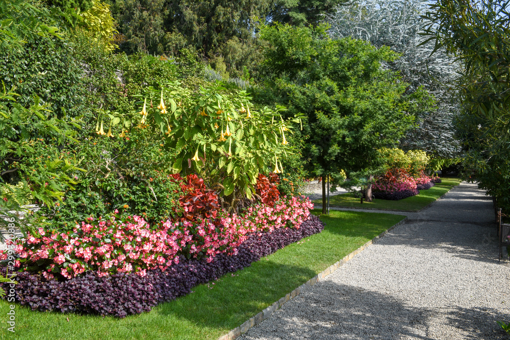 Ornamental floral garden and park of Madre island on lake Maggiore, Italy