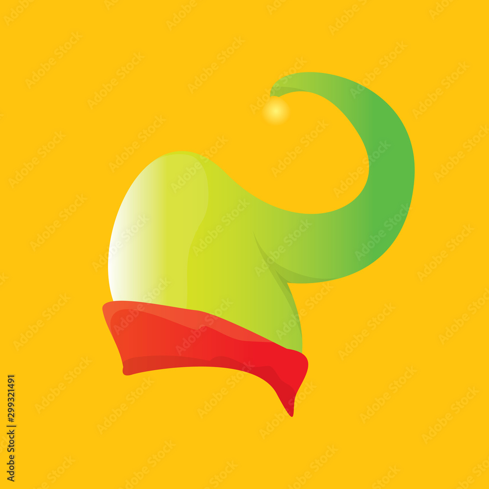 christmas elf hat isolated on orange background. vector illustration christmas elf hat isolated on orange background. vector illustration