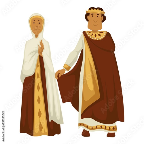 Byzantium emperor and empress crown and shawl isolated characters