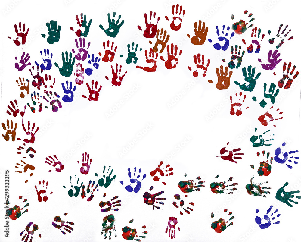 Colorful hand imprints