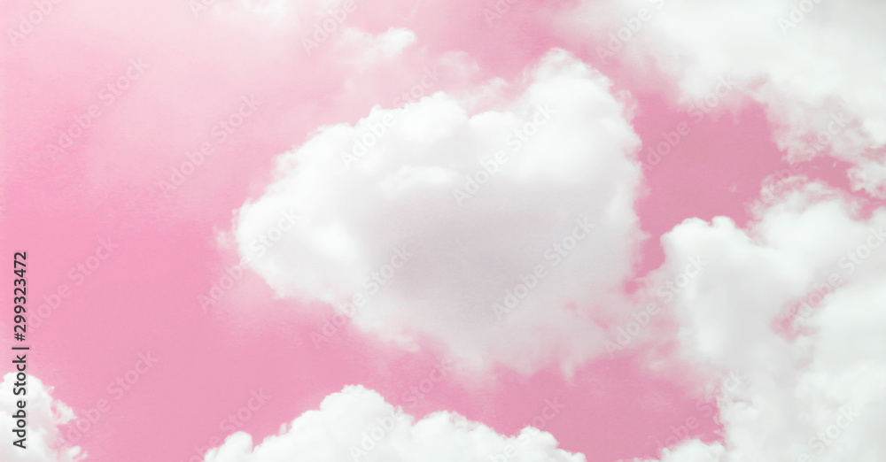 Pink sky and white clouds - obrazy, fototapety, plakaty 