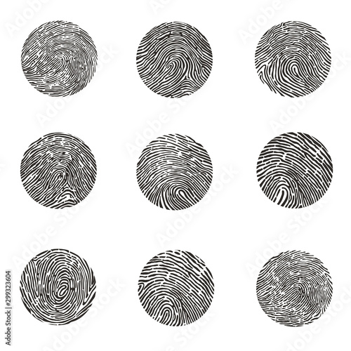 fingerprints round shaped black set