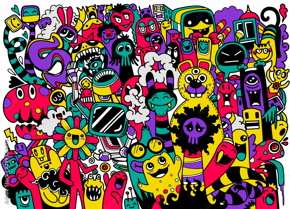 Cute Scary Halloween Monsters and Candy ,Set of funny cute monsters ...