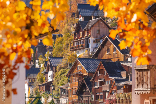 Hallstatt, historic town. Autumn in Alps, Austria