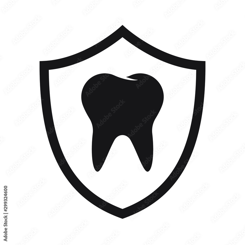 Tooth protection icon, tooth on the shield icon, dental icon, logo isolated on white background Tooth protection icon, tooth on the shield icon, dental icon, logo isolated on white background