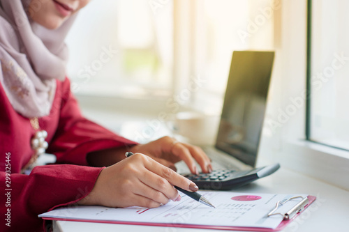 businesswoman working with documents in office