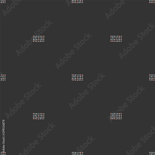 Seamless pattern, hand drawn hearts in brush organised into rectangles