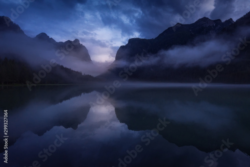 Lake Dobbiaco Dolomites Italy blue hour © Leo H. Santana