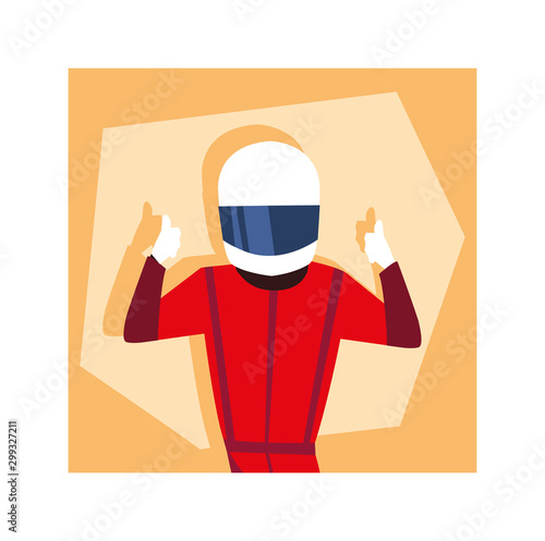 racecar driver inside frame vector design