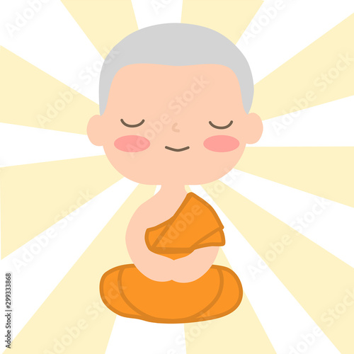 monk in Buddhism cartoon vector