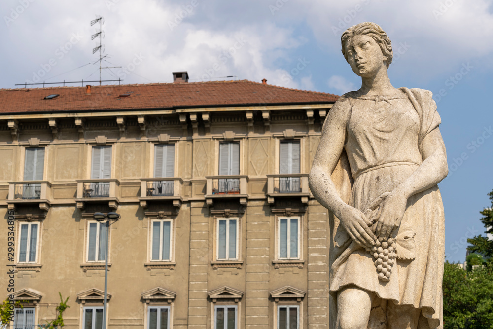 Milan, fountain in Giulio Cesare square