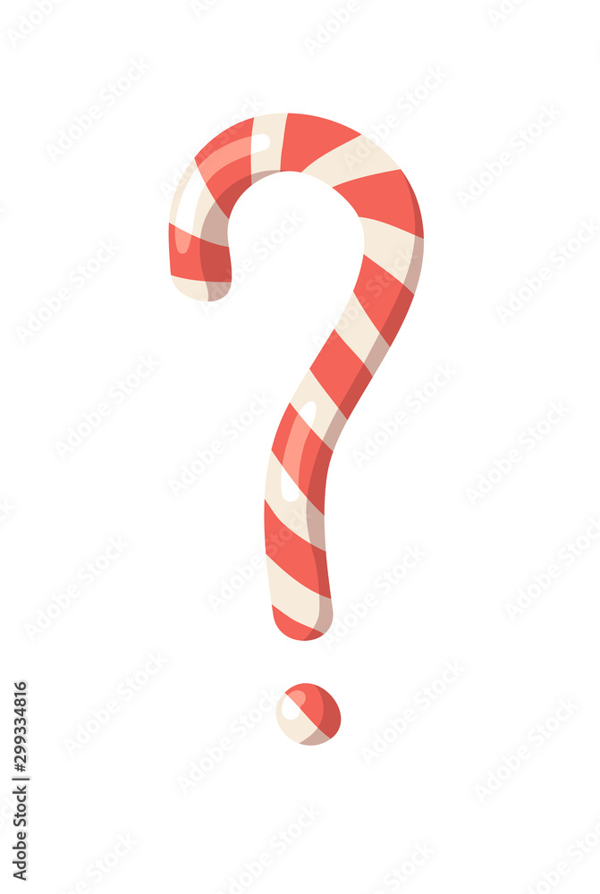 Cartoon vector illustration Christmas Candy Cane. Hand drawn sign font. Actual Creative Holidays sweet symbols question mark Cartoon vector illustration Christmas Candy Cane. Hand drawn sign font. Actual Creative Holidays sweet symbols question mark