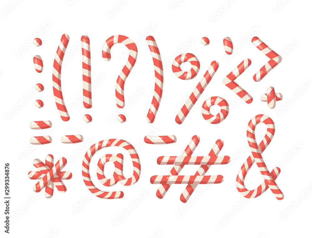 Cartoon vector illustration Christmas Candy Cane. Hand drawn font. Actual Creative Holidays sweet alphabet and sign and symbols Cartoon vector illustration Christmas Candy Cane. Hand drawn font. Actual Creative Holidays sweet alphabet and sign and symbols