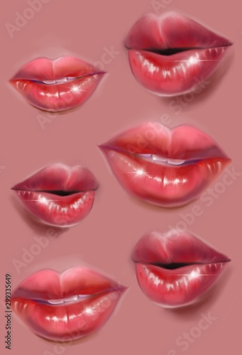 illustration of lips with red lipstick