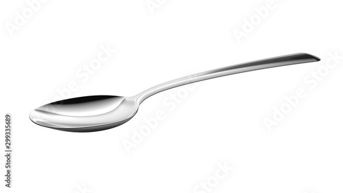 Silver spoon isolated on white background. 3d illustration.