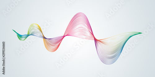 Abstract smooth curved lines Design element Technological background with a line in the form of a wave Stylization of a digital equalizer Smooth flowing wavy stripes of a rainbow made by blends Vector
