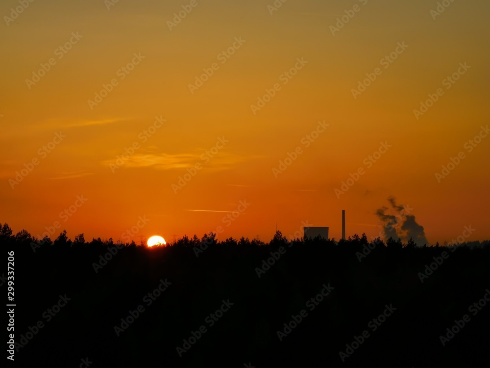 sunset over city sunset over city
