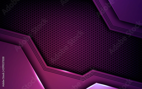 Purple abstract dimension on dark texture background. Realistic overlap layers texture with lights element decoration.
