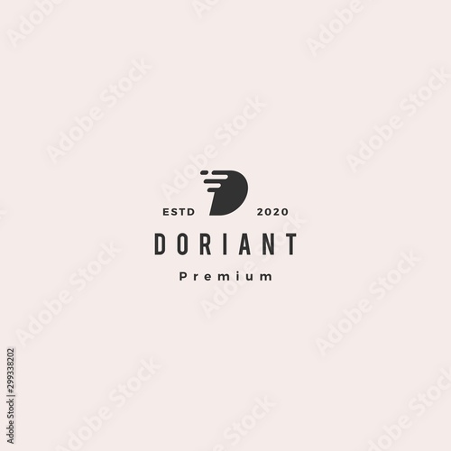 d letter dash digital fast logo hipster retro vintage vector icon